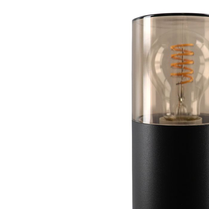 Zwarte staande buitenlamp Sanel, Smoke glas, 90cm