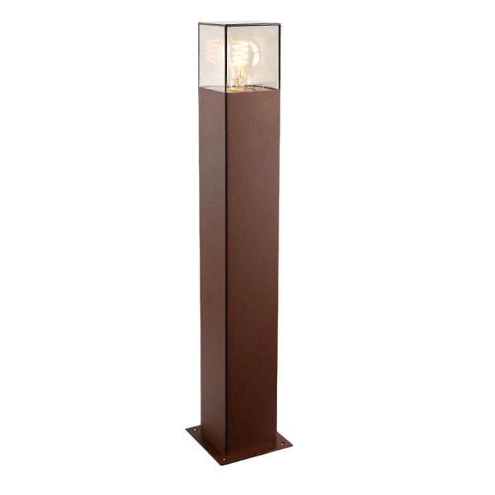 Roestkleur staande buitenlamp Sanel, Smoke glas, 60cm