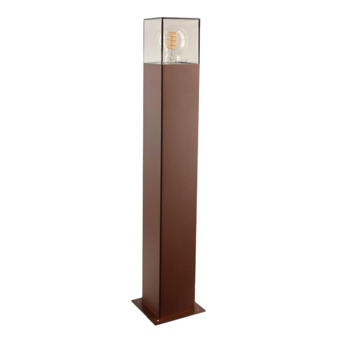 Roestkleur staande buitenlamp Sanel, Smoke glas, 60cm