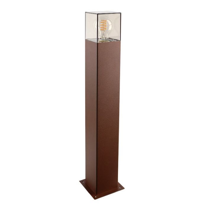 Roestkleur staande buitenlamp Sanel, Smoke glas, 60cm