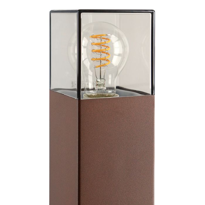 Roestkleur staande buitenlamp Sanel, Smoke glas, 60cm
