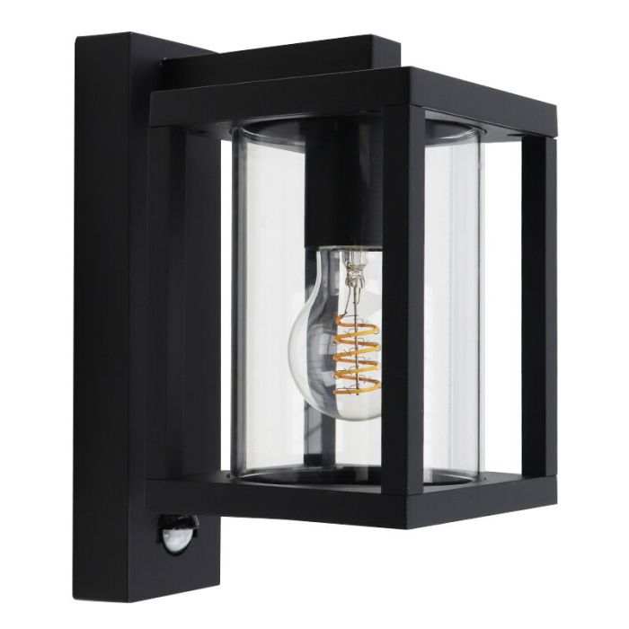 Moderne buiten wandlamp met bewegingssensor zwart, Amalie, IP54