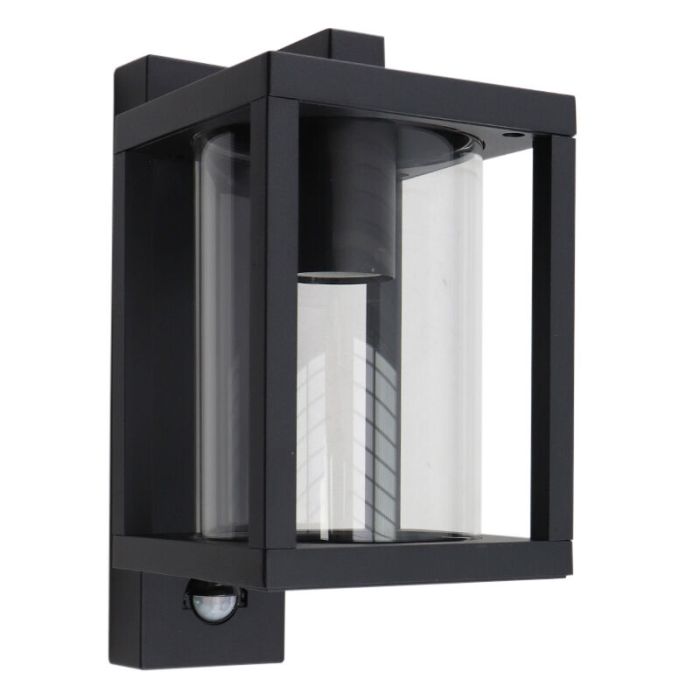 Moderne buiten wandlamp met bewegingssensor zwart, Amalie, IP54