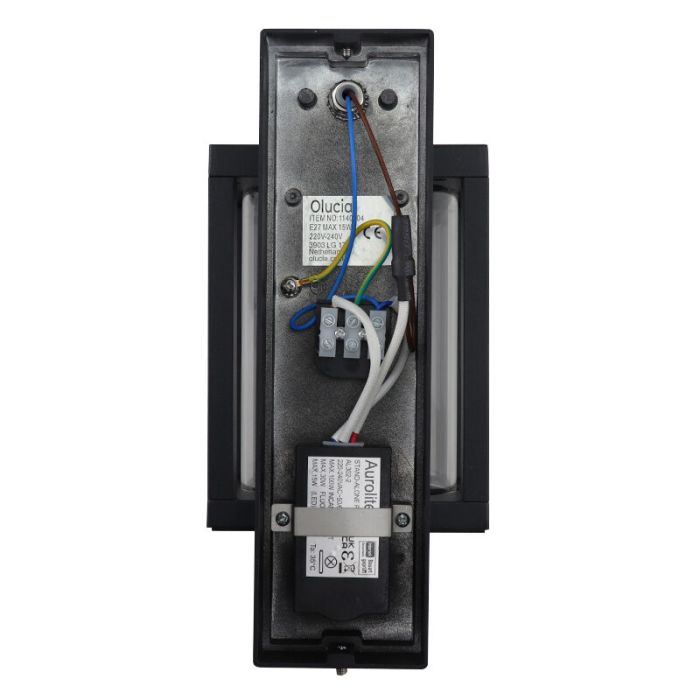 Moderne buiten wandlamp met bewegingssensor zwart, Amalie, IP54