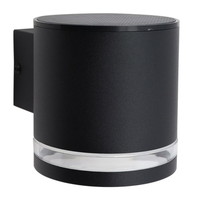 Moderne buiten wandlamp op zonne-energie zwart, Tommy, 1W, 2700K LED, IP54