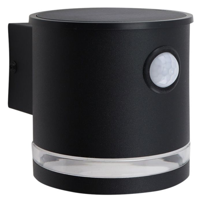 Moderne buiten wandlamp op zonne-energie zwart, Tommy, 1W, 2700K LED, IP54