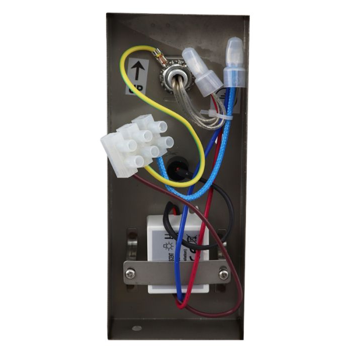Buiten up-down wandlamp met schemersensor Pedro, roestvrij staal (rvs)