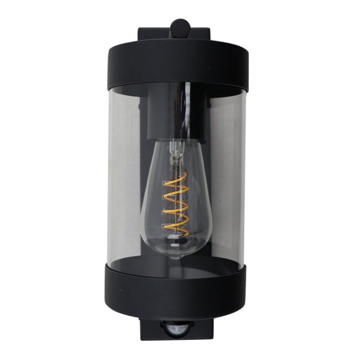 Moderne buiten wandlamp met bewegingssensor zwart, Musa, IP44