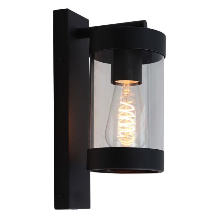 Moderne buiten wandlamp met schemersensor zwart, Musa, IP44