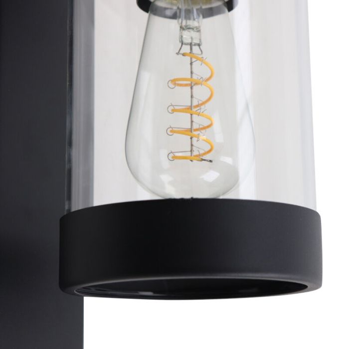 Moderne buiten wandlamp met schemersensor zwart, Musa, IP44