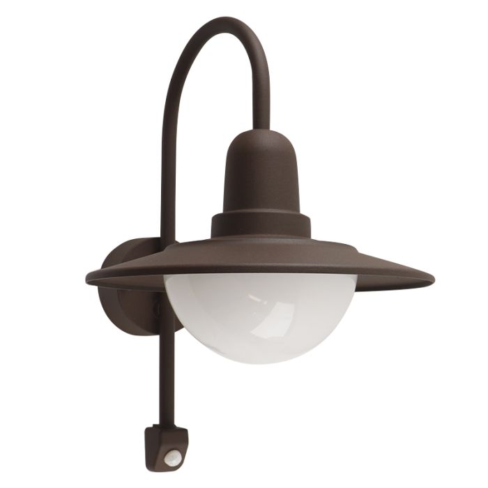 Klassieke buiten wandlamp met bewegingssensor roestkleurig, Rolin, IP54