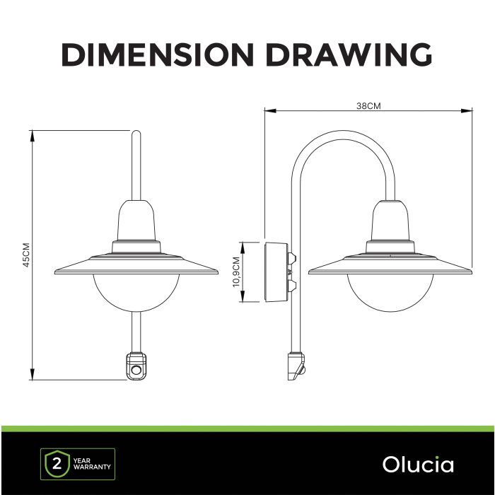 Klassieke buiten wandlamp met bewegingssensor roestkleurig, Rolin, IP54