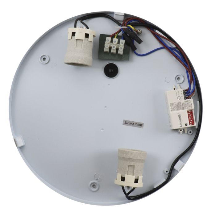 Kunststof buiten plafondlamp met bewegingssensor wit, James, IP54