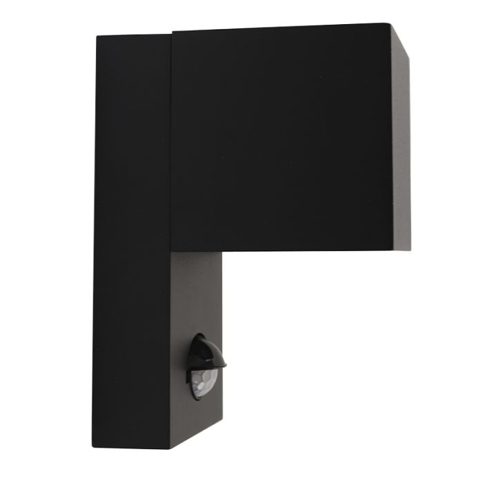 Moderne buiten wandlamp met bewegingssensor zwart, Corella, IP54