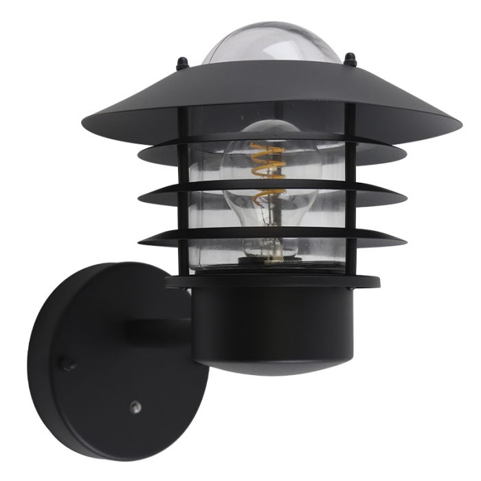 Rvs buiten wandlamp met schemersensor zwart, Felice, IP44