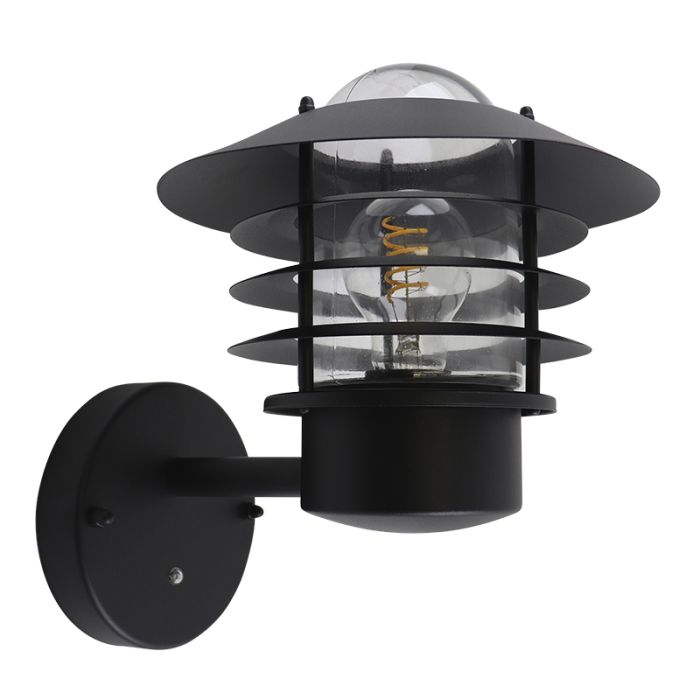 Rvs buiten wandlamp met schemersensor zwart, Felice, IP44