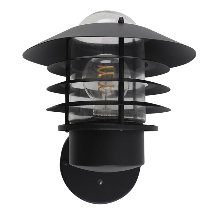 Rvs buiten wandlamp met schemersensor zwart, Felice, IP44