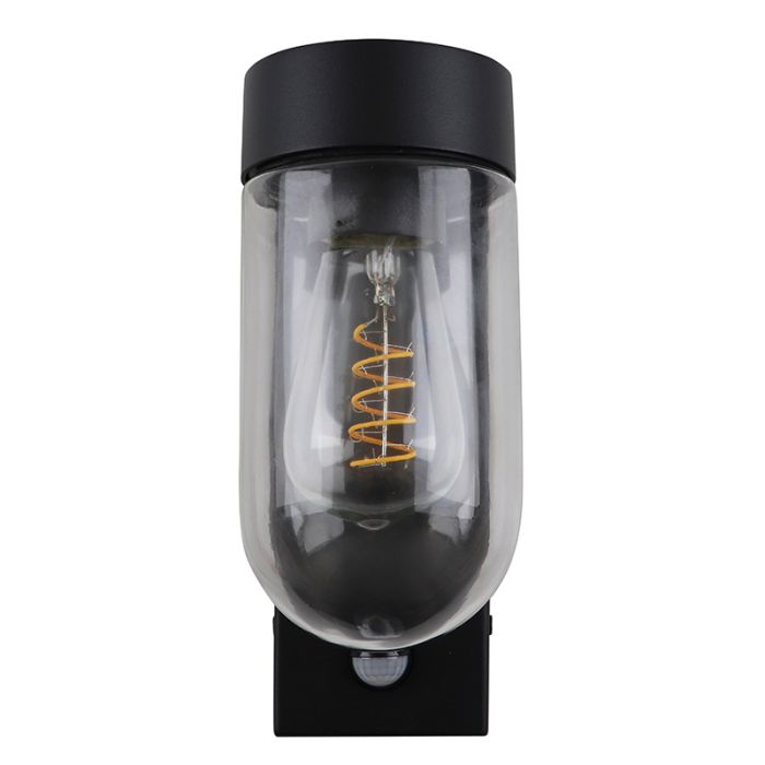 Aluminium buiten wandlamp met bewegingssensor zwart, Bella, IP44
