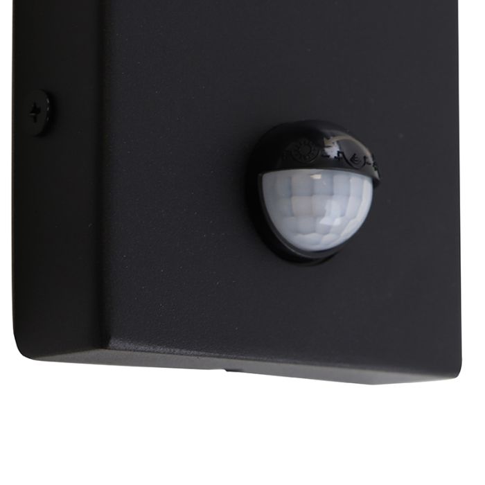 Aluminium buiten wandlamp met bewegingssensor zwart, Bella, IP44