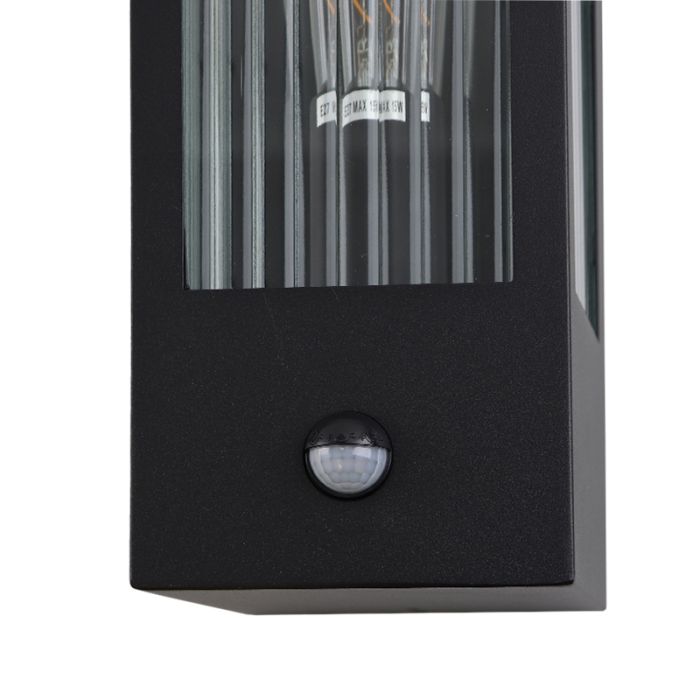 Moderne buiten wandlamp met bewegingssensor zwart, Senne, IP44