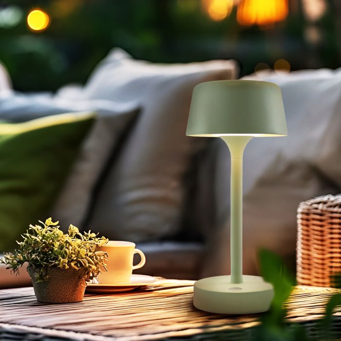 Moderne buiten tafellamp groen, Emily, 3W, 3000K LED, IP44, 3-staps dimbaar