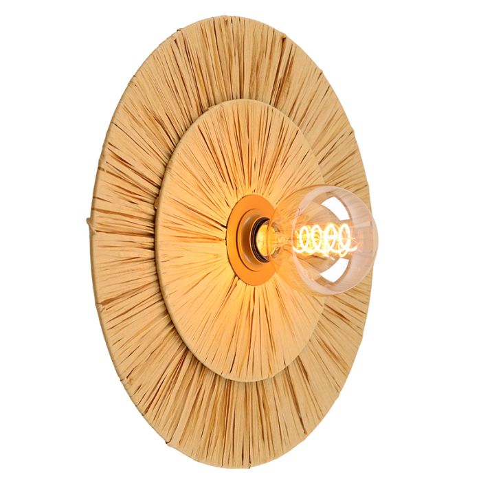 Papieren wandlamp bruin, Daisy, met schakelaar