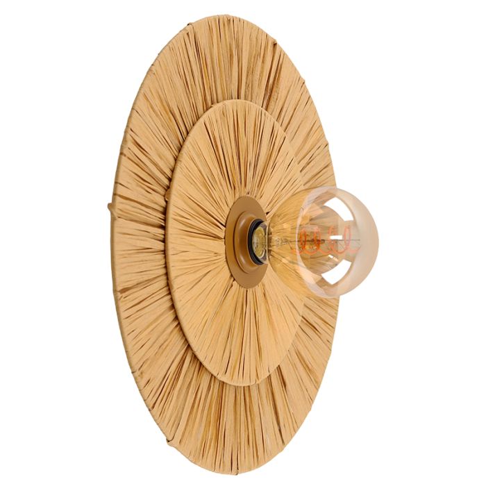 Papieren wandlamp bruin, Daisy, met schakelaar
