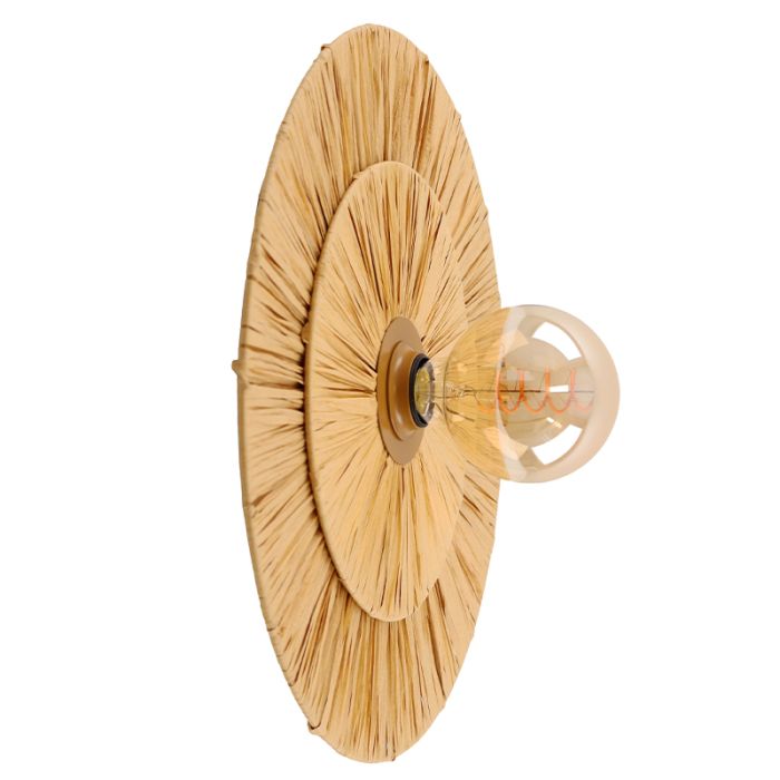 Papieren wandlamp bruin, Daisy, met schakelaar