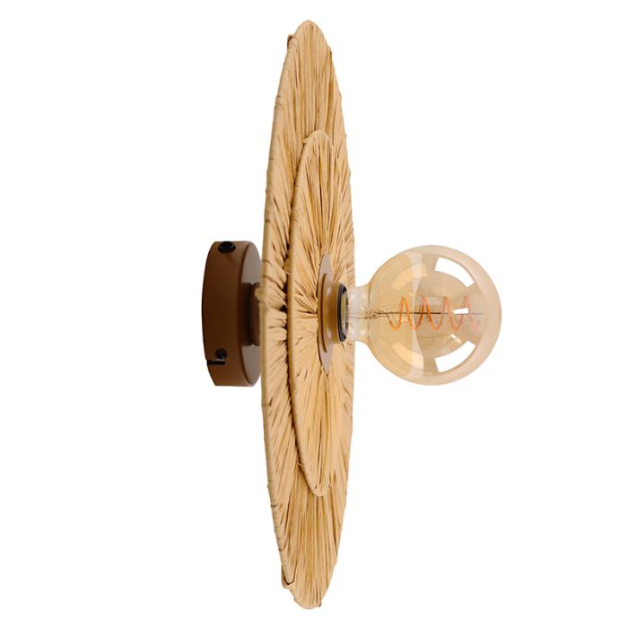 Papieren wandlamp bruin, Daisy, met schakelaar