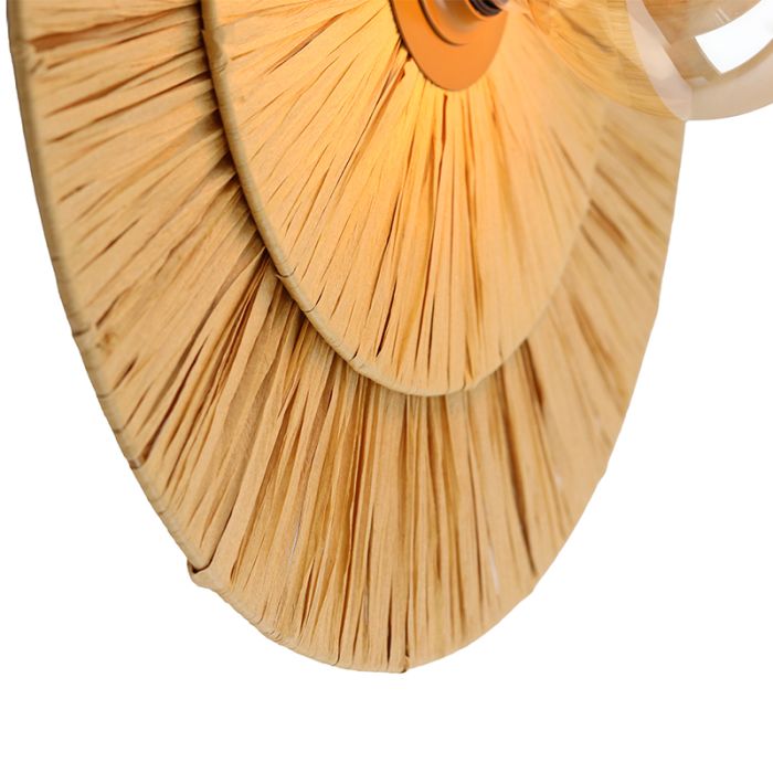 Papieren wandlamp bruin, Daisy, met schakelaar