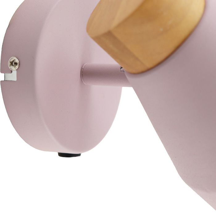 Landelijke wandlamp roze, Freddie, met schakelaar