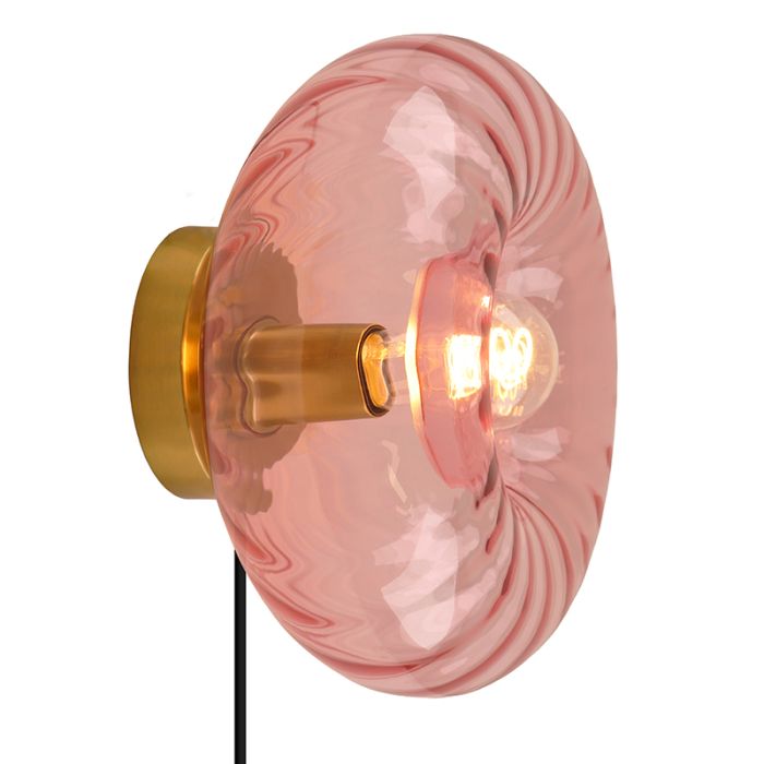Retro wandlamp roze, Diane, met schakelaar