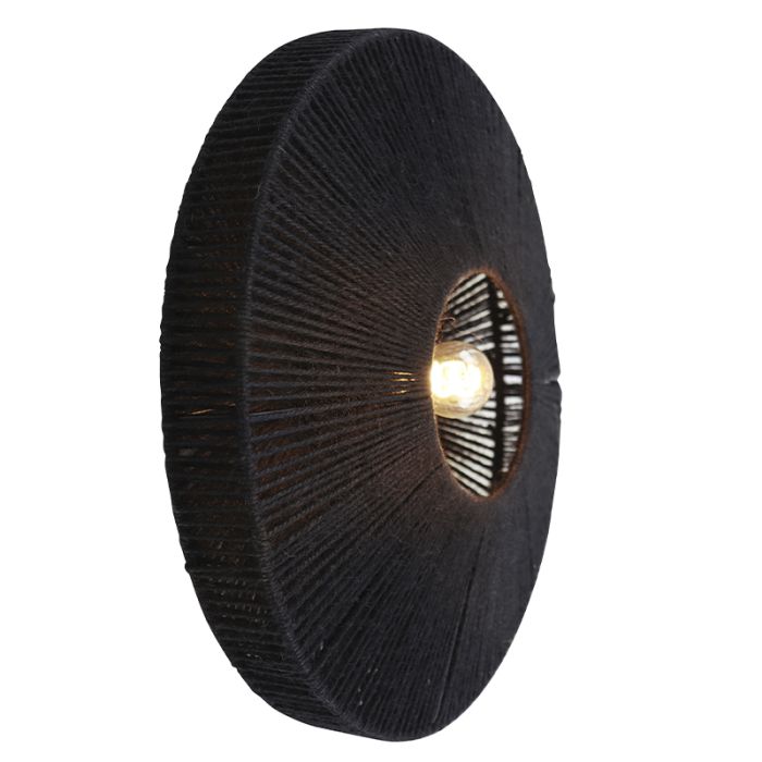 Landelijke wandlamp zwart, Sanny, met schakelaar