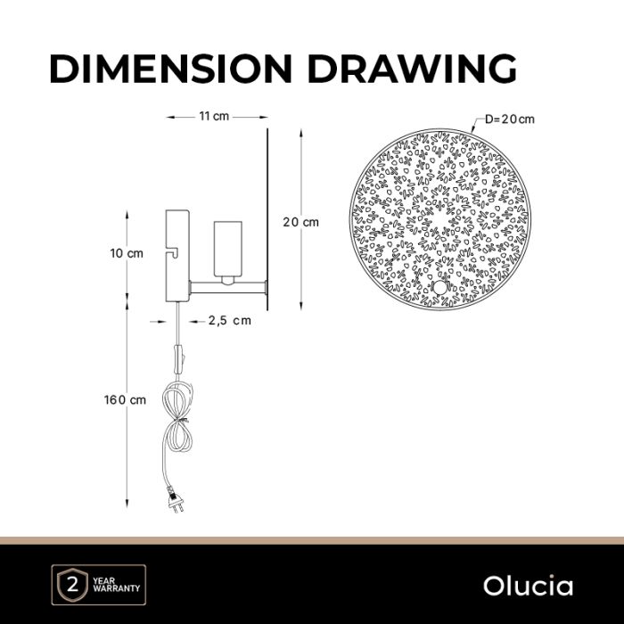 Design wandlamp messing, Sienna