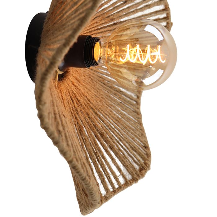 Landelijke wandlamp bruin, Annelot, met schakelaar