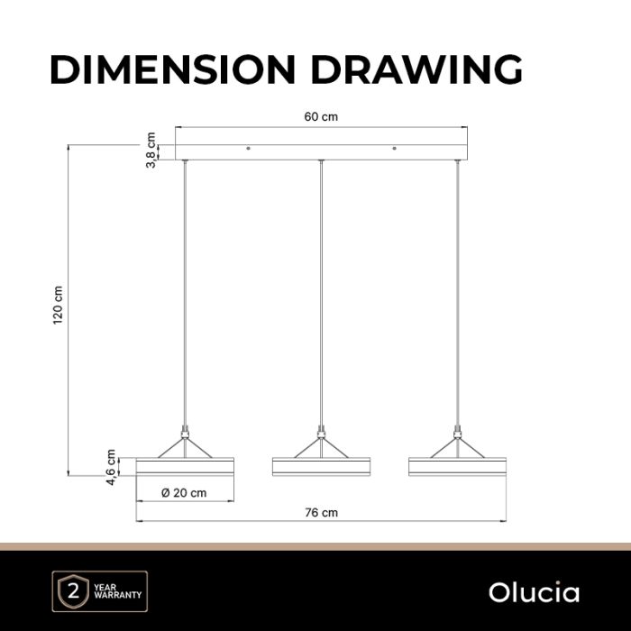 Design hanglamp zwart, Lava, 55W, 3000K LED, 3-staps dimbaar