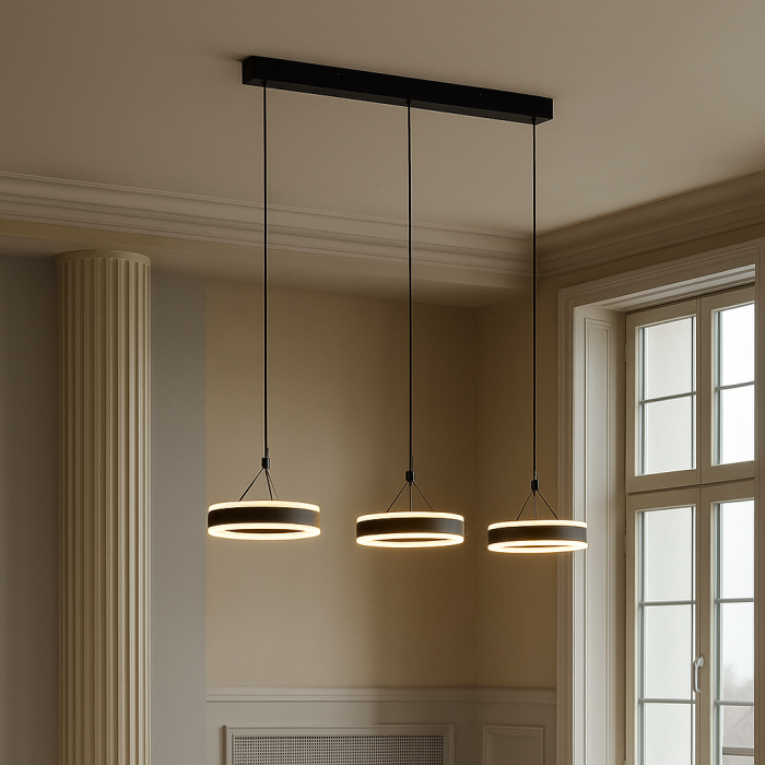 Design hanglamp zwart, Lava, 55W, 3000K LED, 3-staps dimbaar