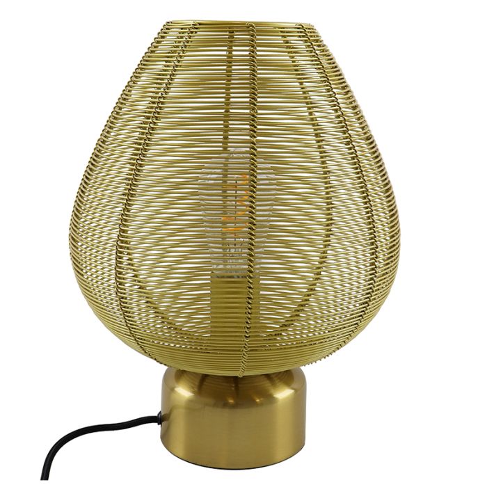 Moderne tafellamp messing, Lesly, met schakelaar