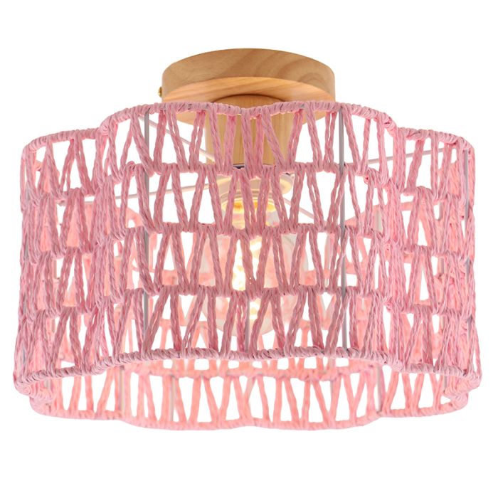 Papieren plafondlamp roze, Mickey