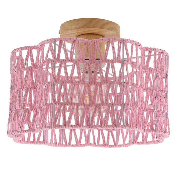 Papieren plafondlamp roze, Mickey