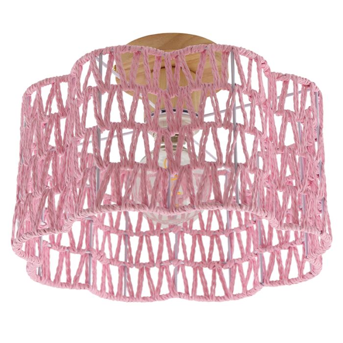 Papieren plafondlamp roze, Mickey