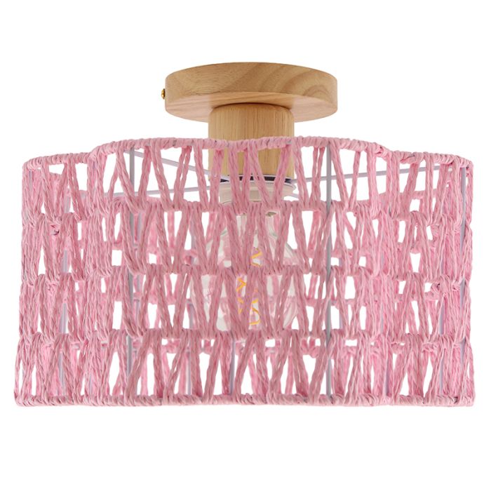 Papieren plafondlamp roze, Mickey