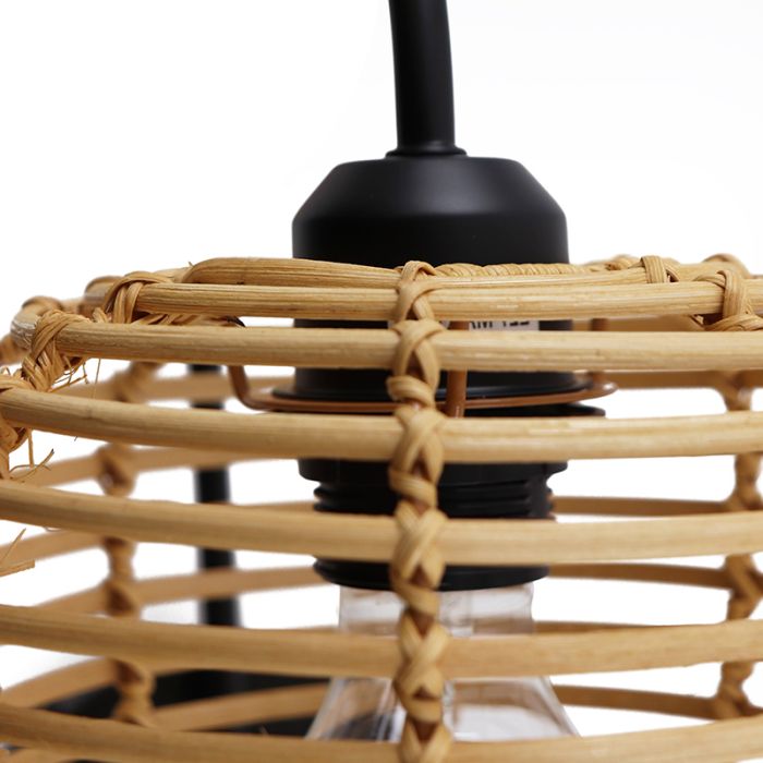 Rotan wandlamp bruin, Irene, met schakelaar