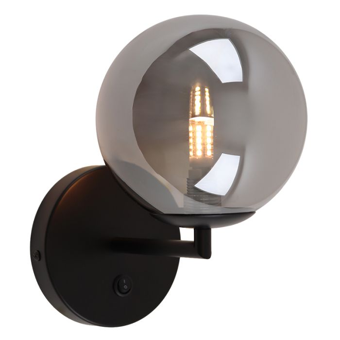 Design wandlamp grijs, Remo, met schakelaar