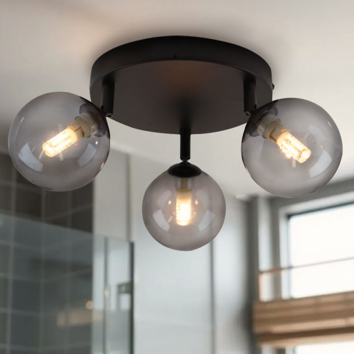 Moderne badkamer plafondlamp zwart, Amer, IP44