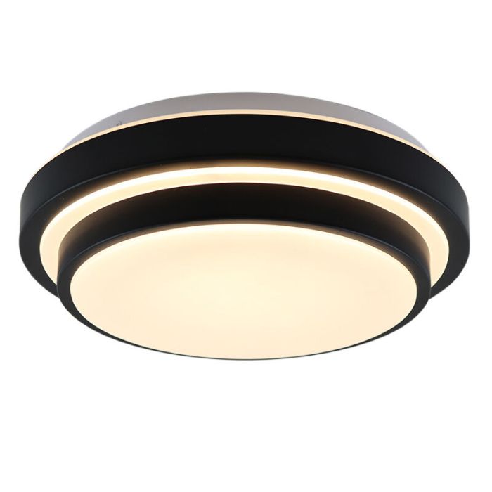 Moderne badkamer plafondlamp zwart, Jaro, 12W, 3000K LED, IP44