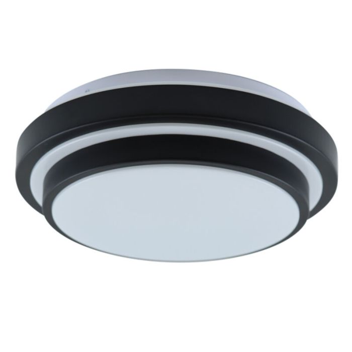 Moderne badkamer plafondlamp zwart, Jaro, 12W, 3000K LED, IP44