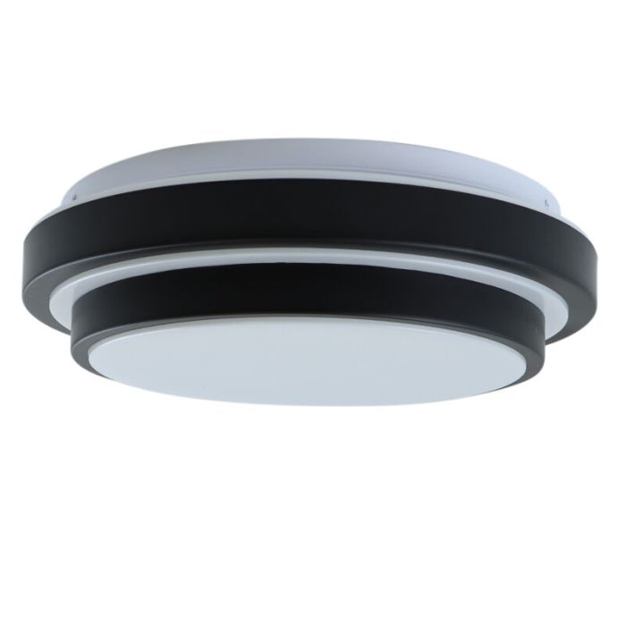 Moderne badkamer plafondlamp zwart, Jaro, 12W, 3000K LED, IP44