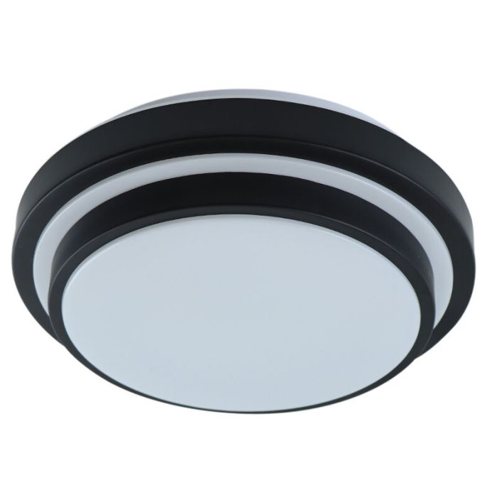 Moderne badkamer plafondlamp zwart, Jaro, 12W, 3000K LED, IP44