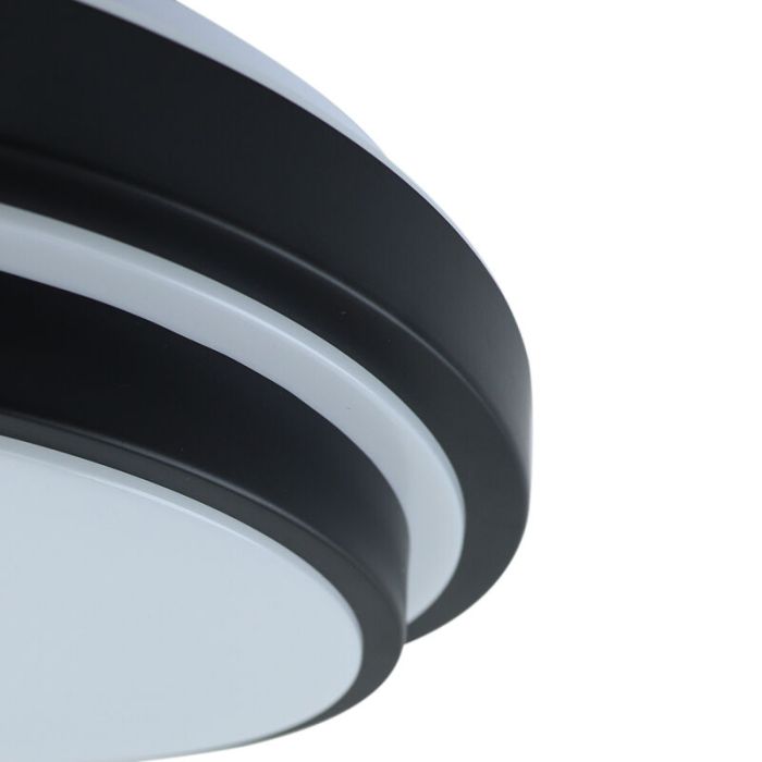 Moderne badkamer plafondlamp zwart, Jaro, 12W, 3000K LED, IP44